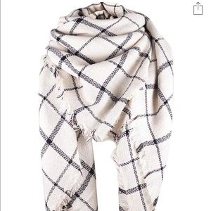 White and Grey Plaid Scarf